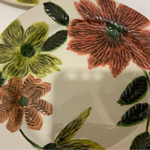 4 tabletops gallery hand painted  Stoneware salad plates 8.75” brushed floral - Picture 6 of 9